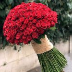 دسته گل رز صورتی شیک و لاکچری از گل‌فروشی فلورانس