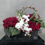 باکس گل رز و ارکیده فلورانس – ترکیب لوکس از لطافت و شکوه