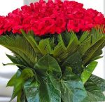 چیدمان گل رز قرمز در گلدان فایبرگلس لوکس از گلفروشی فلورانس