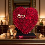 فریم قلب بینهایت | طراحی ویژه با گل‌های رز قرمز و نماد عشق بی‌پایان