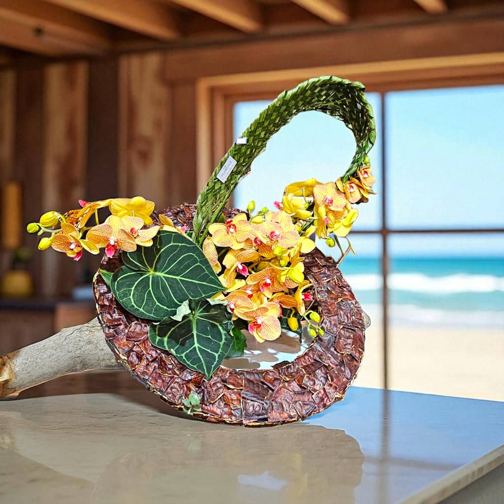 فریم-مدرن-ارکیده-کد6205-1 "فریم مدرن ارکیده: ترکیبی شیک از ارکیدههای زرد و طراحی چوبی برای دکوراسیون مدرن"