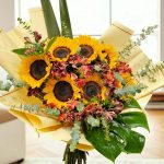 دسته گل جدید آفتاب و آلستر با گل‌آرایی رنگارنگ و طراحی مدرن مناسب هدیه و دکوراسیون