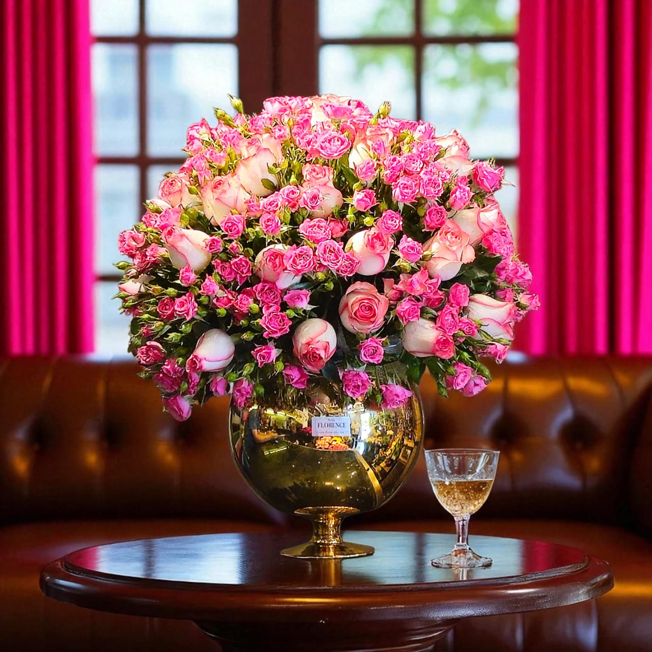 گلدان رز طلایی کد 6363 گلدان رز طلایی شیک و لوکس برای دکوراسیون و هدیه