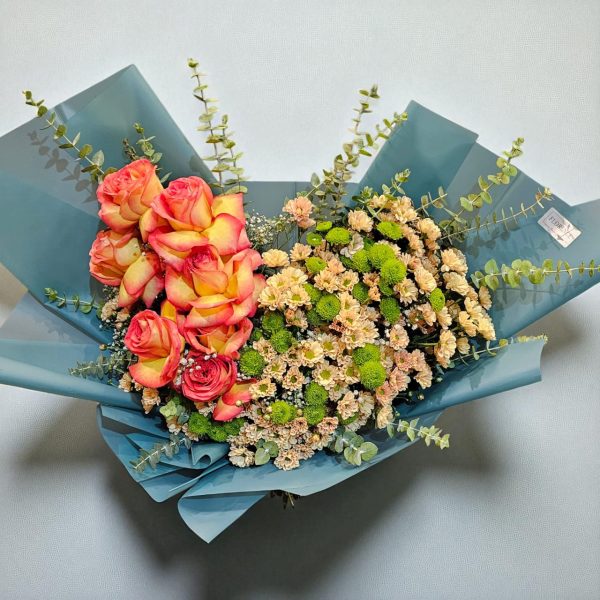 دسته گل رز و داوودی پاییزی کد 6384