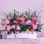 باکس گل 70سانت پینکی با چیدمان بلند و تم صورتی شیک