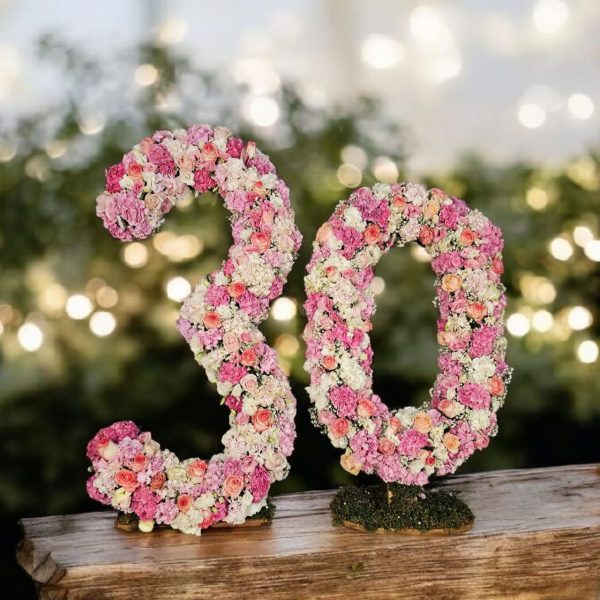 استند عدد تولد تم گل بهاری با طراحی رنگارنگ و گلآرایی طبیعی