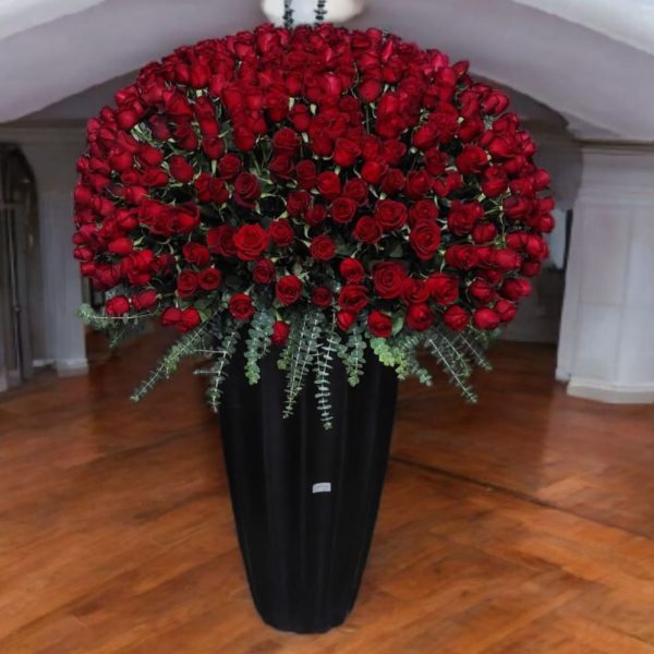 جام گل فایبر بزرگ مشکی لوکس مناسب دکور مدرن و فضای داخلی