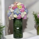 استوانه بلور هورتانزیا سفید و صورتی مناسب هدیه و دکور لاکچری