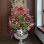 گلدان پاییزی پامپاس و رز مناسب هدیه و دکوراسیون