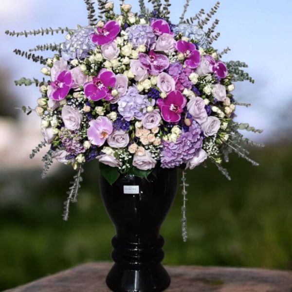 استند گل بلور رومیزی هورتانزیا مدرن و شفاف