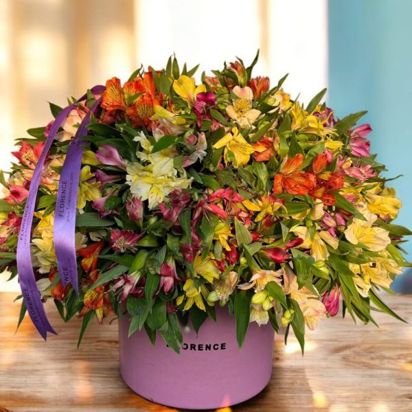 باکس گل آلسترومریا پاییزی لوکس با طراحی مدرن