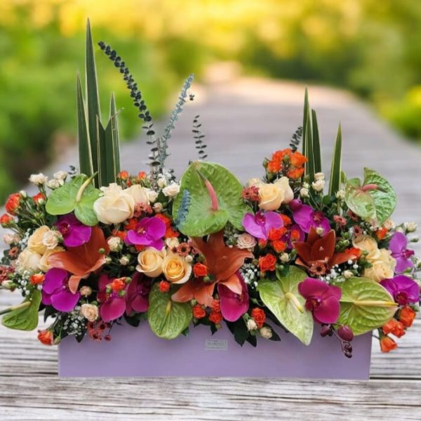 باکس گل مستطیل رنگ شارپ لوکس و رمانتیک