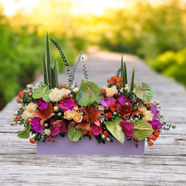 باکس گل مستطیل رنگ شارپ با طراحی مدرن