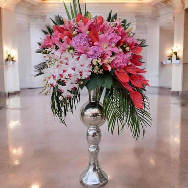 جام گل نقره ای صورتی فلورانس، انتخابی لوکس و چشم‌نواز برای هدیه‌های خاص.