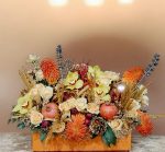 باکس رنگ پرتقالی فلورانس - دسته گل گرم و پاییزی با گل های تازه پرتقالی رنگ