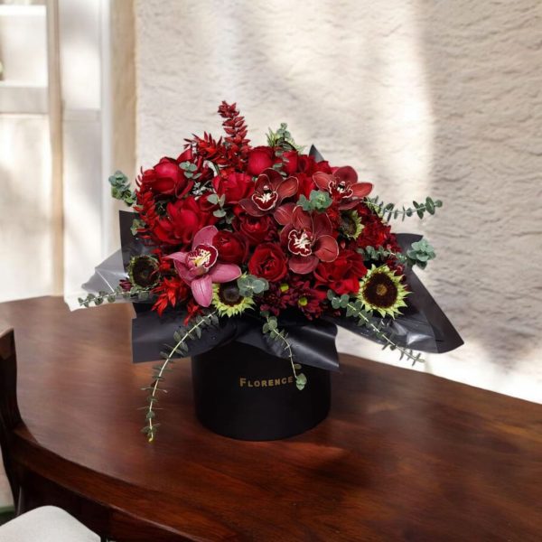 باکس گل تم زرشکی کد 6478