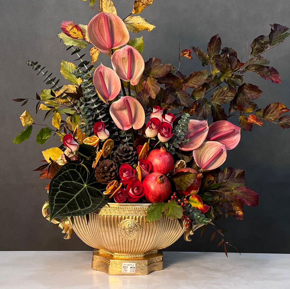 گلدان طرح ورساچه پاییزی یلدایی کد6482