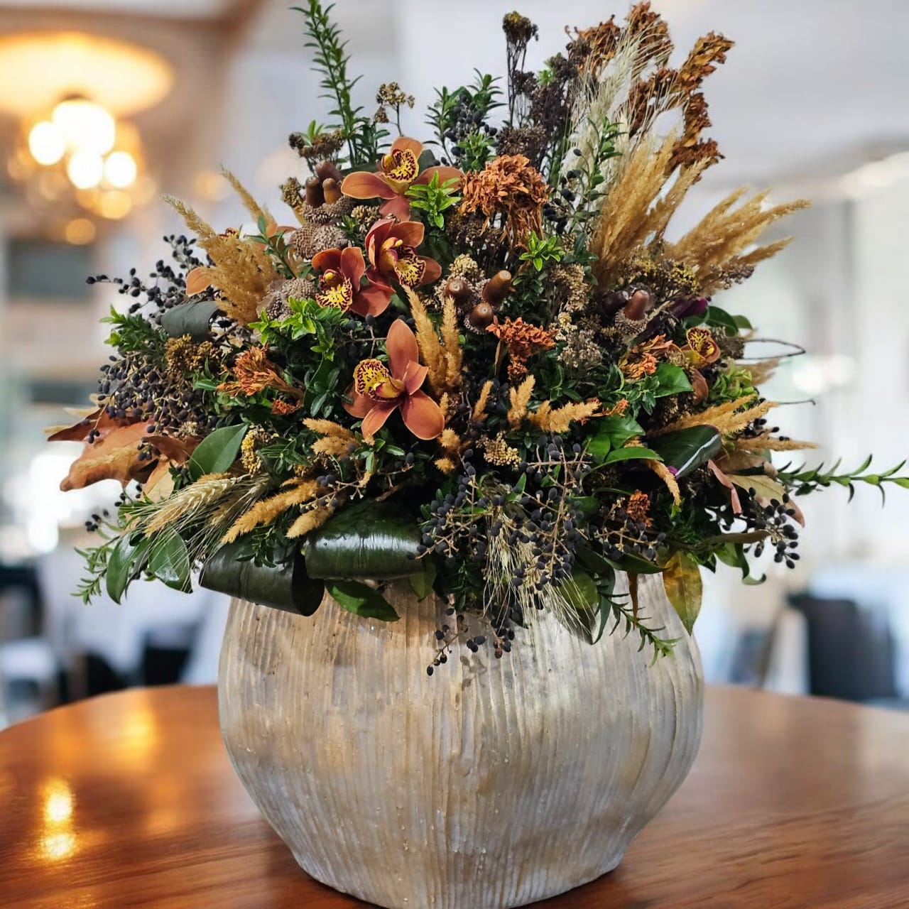 گلدان سفال گل خشک و ارکیده کد 6494