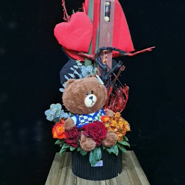 خرس بزرگ با رز قرمز ولنتاین – کد H047